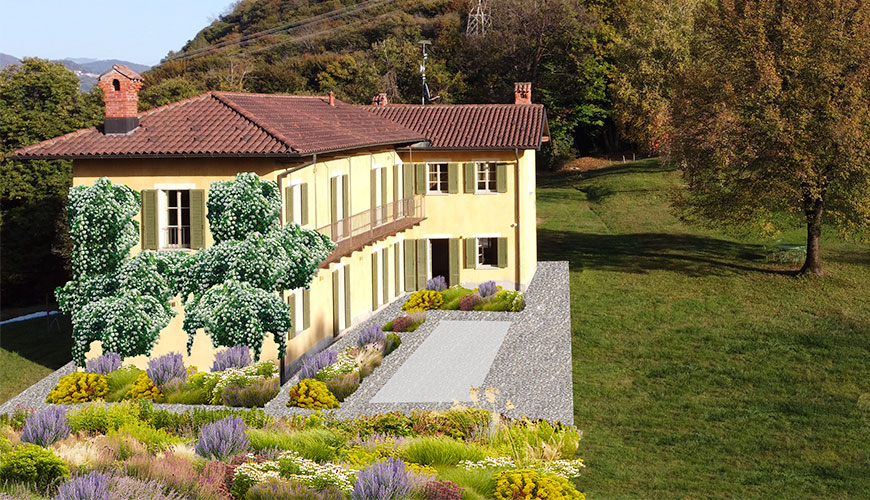 Progettazione del giardino di una villa storica.